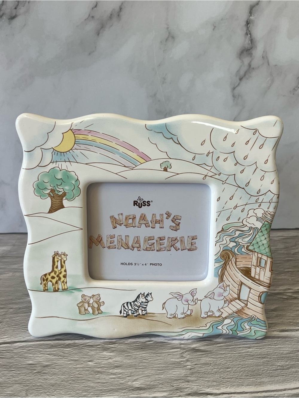 NIB Russ Berrie Cute Noah's Menagerie Animal Nursery Baby/Infant Photo Frame